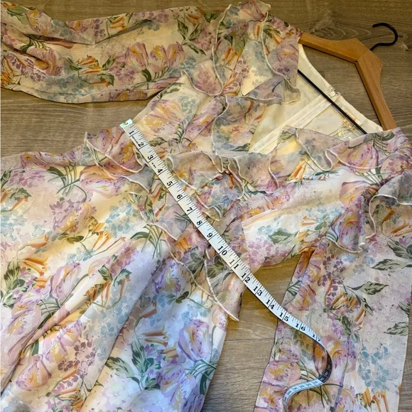 A.PEACH Floral Ruffle Long Sleeve romper - size S- NWT - Picture 8 of 10
